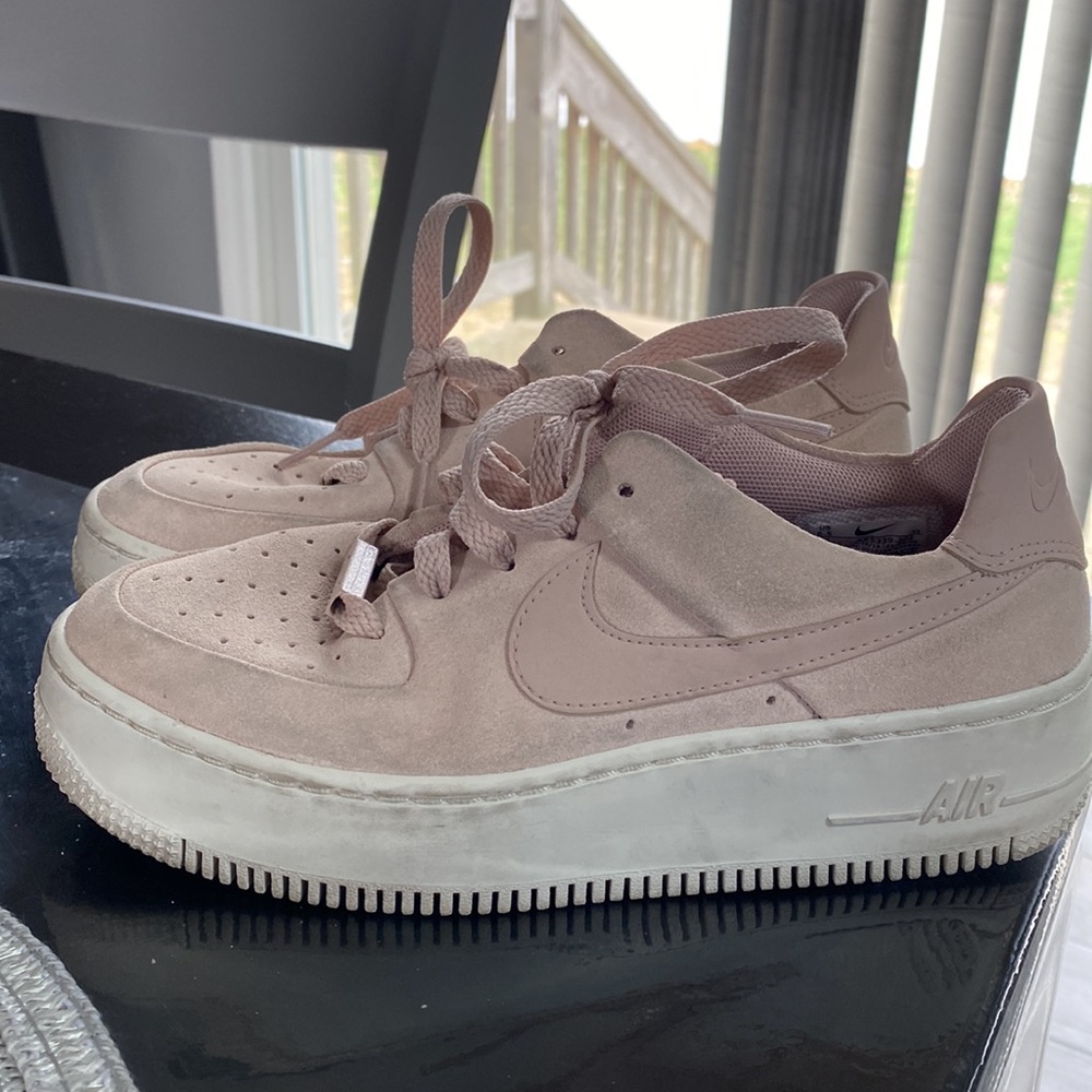 Pink Suede Platform Air Force Ones